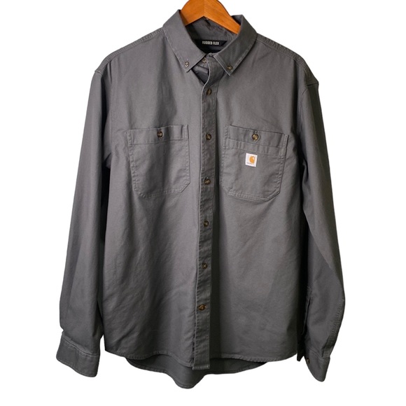 Carhartt Rugged Flex Rigby Relaxed Fit Button Down Shirt Long Sleeve Workwear - Picture 2 of 16